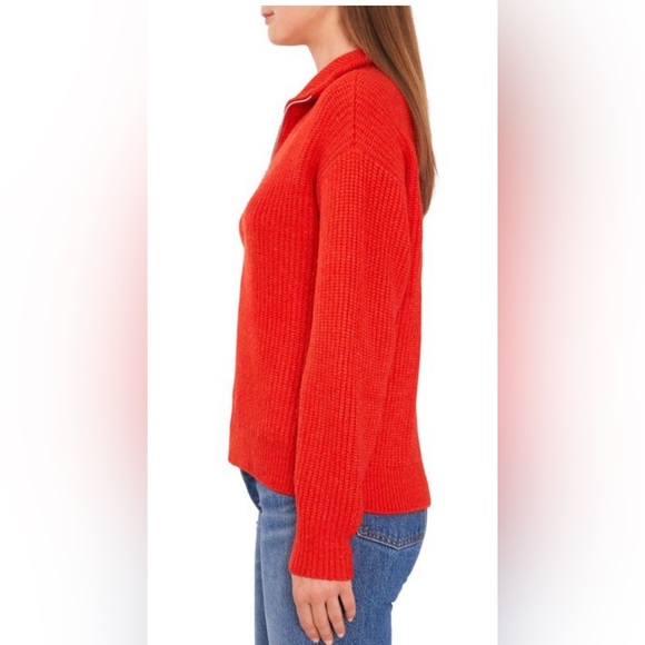 Vince Camuto Women’s Half Zip Pullover Ribbed Knit Sweater, Size L, Color Red m. - Picture 3 of 9